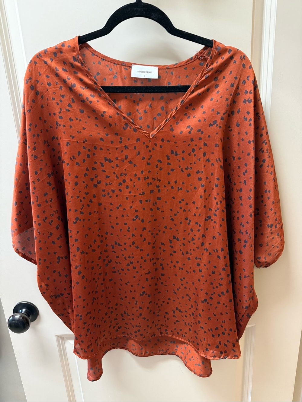 Adrienne Rust Orange Printed poncho Blouse Fits OVERSIZED xl-xxl🍁